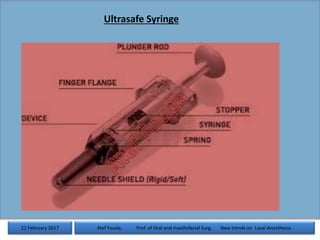 Ultrasafe Syringe
22 February 2017 Atef Fouda, Prof. of Oral and maxillofacial Surg. New trends on Local Anesthesia.
 