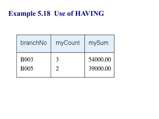 60
Example 5.18 Use of HAVING
© Pearson Education Limited 1995, 2005
 
