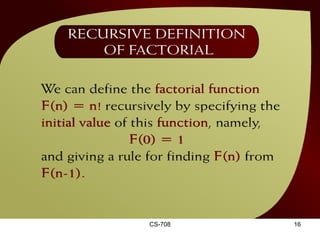 Recursive Definition of Factorial – (21 - 10) 