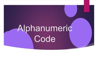 Alphanumeric
Code
 