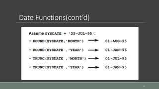 Date Functions(cont’d)
17
 