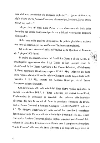 Le motivazione nella sentenza di condanna, di francesco bruno, per l’omicidio mafioso di  vincenzo  enea. di isola delle femmine pdf