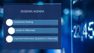 SESSIONS AGENDA
Connection Pooling
Cache in Hibernate
important Interviews Questions in hibernate
 
