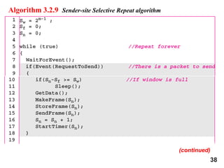 38
Algorithm 3.2.9 Sender-site Selective Repeat algorithm
(continued)
 