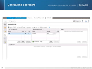 Method360SECTION NAME GOES HERE IN CAPSHeader goes here
© 2015 Method360, Inc. All rights reserved.25
Method360Configuring Scorecard LEVERAGING INFORMATION STEWARD
 