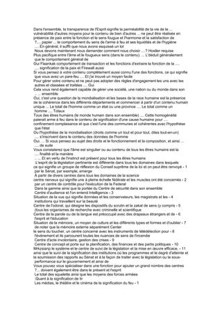 Dans l'ensemble, la transparence de l'Esprit signifie la perméabilité de la vie de la ...
vulnérabilité d'autres moyens pour le contenu de bien d'autres ... ne peut être réalisée en
présence de paix entre la fonction et le sens fougue et l'harmonie et la satisfaction de
 ?.... papier ... le comportement du sens de l'arme à feu et ses liquidités et de l'hygiène
 .... En général, il suffit que nous avons esquissé un lot
 Nous devons maintenant nous demander comment nous choisir ....? Hostler requise
Plus pacifique entre l'âme et le fougueux sens (dans le contenu). ... L'déduit généralement
 que le comportement général de
Oui Flaankak comportement de transaction et les fonctions d'extraire la fonction de la ....
 .... signification de la paix et Firewall aussi
Si vous pensez à votre contenu complètement aussi connu l'une des fonctions, ce qui signifie
 que vous avez un pare-feu .... Et j'ai trouvé un moyen facile
Pour gérer votre contenu et ne peut pas adopter des règles d'engagement les uns avec les
 autres et classées et traitées .... Oui
Cela vous rend également capable de gérer une société, une nation ou du monde dans son
 .. ... ensemble
Oui, c'est une question de la mondialisation et les bases de la race humaine est la présence
de la cohérence dans les différents départements et commencer à partir d'un contenu humain
unique ... Le total de l'homme comme un état ou une province .... Le total comme un
 homme .... Totaux
Tous des êtres humains (le monde humain dans son ensemble) .... Cette homogénéité
paierait arme à feu dans le contenu de signification d'une cause humaine pour ....
confinement complaisance et que c'est l'une des communes et cohérentes avec l'hypothèse
 que l'état
Ou l'hypothèse de la mondialisation (droits comme un tout et pour tout, dites tout-en-un)
 .... s'inscrivent dans le contenu des données de l'homme
Oui. ... Si vous pensez au sujet des droits et le fonctionnement et la composition, et ainsi ...
 .... de suite
Vous constaterez que l'âme est singulier ou au contenu de tous les êtres humains est la
 .... finalité et la manière
 .. ... Et en vertu de l'instinct est présent pour tous les êtres humains
 :L'esprit de la législation pertinente est différente dans tous les domaines dans lesquels
ce qui signifie un groupe de réflexion du Conseil suprême de la loi et on peut être renvoyé - 1
 par le Sénat, par exemple, emerge
 À partir de divers centres dans tous les domaines de la science
centre nerveux qui signifie une à pleine échelle fédérale et les muscles ont été concernés - 2
 par un centre de contrôle pour l'exécution de la Federal
 Dans la gamme ainsi que la portée du Centre de sécurité dans son ensemble
 Centre d'audience et l'on entend Intelligence - 3
Situation de la vue qui signifie données et les conservateurs, les magistrats et les - 4
 institutions qui travaillent sur la beauté
Centre de l'odorat, qui désigne les dispositifs du scrutin et la zakat de sens (y compris - 5
 (tous les organismes de recherche avec criminelle et scientifique
Centre de la parole ou de la langue est préoccupé avec des drapeaux étrangers et de - 6
 l'esprit et l'éducation
Situation de la mémoire, un moyen de culture et les différents types et formes et d'oublier - 7
 de noter que la mémoire externe séparément Center
le sens du toucher, un centre concerné avec les instruments de télédétection pour - 8
 l'événement et ils parcourent toutes les nuances de sens de l'incendie
 Centre d'acte involontaire, gestion des crises - 9
 Centre de concept et porte sur la planification, des finances et des partis politiques - 10
Mrkzsianp le système et le centre de suivi de la législation et la mise en œuvre efficace, - 11
ainsi que le suivi de la signification des institutions où les programmes et le degré d'atteinte et
la soumission des rapports au Sénat et à la façon de traiter avec la législation ou la sous-
 performance sur le gouvernement et ainsi de
Vous pouvez vous spécialiser dans une fonction pour ajouter un grand nombre des centres
 ?... doivent également être dans le présent et l'esprit
 Le total des squelette ainsi que les moyens des forces armées
 :Quant à la signification de tir
 Les médias, le théâtre et le cinéma de la signification du feu - 1
 