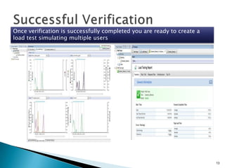 Once verification is successfully completed you are ready to create a
load test simulating multiple users

13

 
