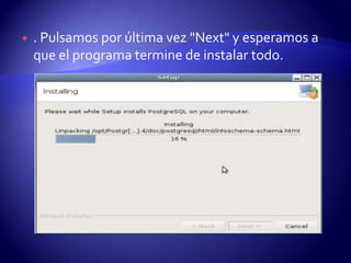 . Pulsamos por última vez "Next" y esperamos a que el programa termine de instalar todo.