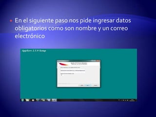 En el siguiente paso nos pide ingresar datos obligatorios como son nombre y un correo electrónico