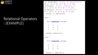 Relational Operators
: (EXAMPLE)
 