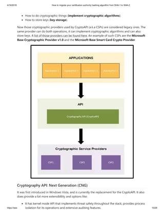 Migrating your certification authority hashing algorithm from sha 1 to sha-2