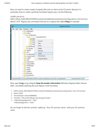 Migrating your certification authority hashing algorithm from sha 1 to sha-2