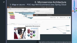 z
II. Microservice Architecture
3. Mise en œuvre : POC App Mini-Ecommerce avec Spring Cloud
27
https://github.com/fouomene/poc-microservice-edge-spring-cloud
 