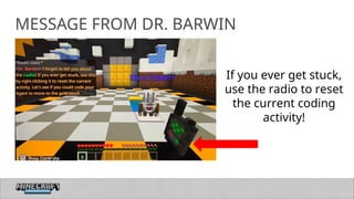 24
MESSAGE FROM DR. BARWIN
If you ever get stuck,
use the radio to reset
the current coding
activity!
 