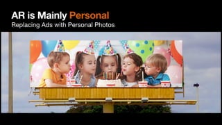 AR is Mainly Personal
Replacing Ads with Personal Photos
 