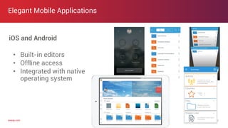 axway.comaxway.com
Elegant Mobile Applications
13
iOS and Android
• Built-in editors
• Offline access
• Integrated with native
operating system
 