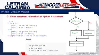 Python - Decision Making
❖ if-else statement - Flowchart of Python if statement
Prof. Percival A. Fernandez
 