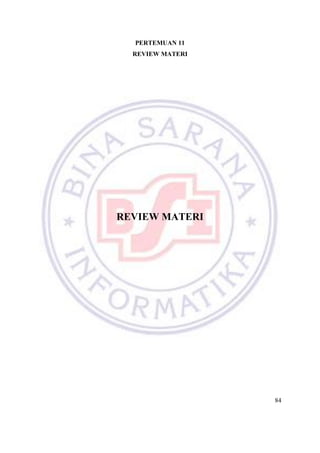 84
PERTEMUAN 11
REVIEW MATERI
REVIEW MATERI
 
