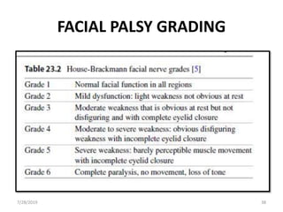 FACIAL PALSY GRADING
7/28/2019 38
 