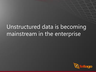 Unstructured data is becoming
mainstream in the enterprise
 