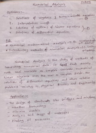 Numerical analysis & computer programming