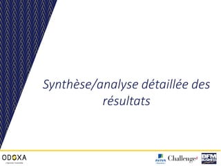 Synthèse/analyse détaillée des
résultats
 