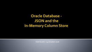 OGH Event – 24 October 2016
 