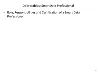 Deliverables: SmartData Professional
• Role, Responsibilities and Certification of a Smart Data
  Professional




                                                             20
 
