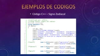 • Código C++ – Signo Zodiacal
 