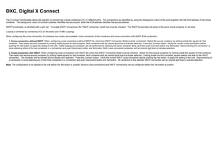 DXC, Digital X Connect
The X-connect functionallity allows the operator to connect two virtuals containers (VC) in different ports. The connections are identified by using the background colour of the ports together with the KLM address of the virtual
container. The background colour of a virtual container identifies the source port, while the KLM address identifies the source address.
SNCP functionality is identified with a split cell. To enable SNCP connections, the "SNCP connection mode" box must be checked. The SNCP functionality will apply to the same virtual container on all ports.
Looping is achieved by connecting VCs on the same port (Traffic Looping).
When configuring the cross-connection of containers two modes are available, cross-connection of two containers and cross-connection with SNCP (Path protection).
1. Cross-connection without SNCP: When configuring cross-connections without SNCP the check box SNCP Connection Mode must be unchecked. Select the source container by clicking inside the square for that
container. Then select the sink container by clicking inside square for that container. Both containers will be colored dark blue to indicate selection. Press the Connect button. Verify the correct cross-connection before
pushing the Set button to apply the setting to the Unit. Traffic looping of a container can be performed by selecting the same container twice, and then push Connect button and Set button. Disconnecting of a connection is
done selecting either of the two containers in a connection and push Disconnect button and Set button. Both cross-connected containers will be colored light blue to indicate selection.
2. Cross-connection with SNCP: When configuring cross-connections with SNCP the check box SNCP Connection Mode must be checked. Select the first source container by clicking inside the square for that container.
Then select the second source container by clicking inside square for that container. Both containers will be colored dark blue to indicate selection. Clicking inside the third container square selects the sink for the SNCP
connection. The container will be colored red to indicate sink selection. Press the Connect button. Verify the correct SNCP cross-connection before pushing the Set button, to apply the setting to the Unit. Disconnecting of
a connection is done selecting any of the three containers in a connection and push Disconnect button and Set button. All containers in the selected SNCP connection will be colored light blue to indicate selection.
Note: The configuration is not applied to the unit before the Set button is pushed. Several cross-connections and SNCP connections can be configured before the Set button is pushed.
 