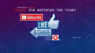 THANKS FOR WATCHING THE VIDEO
Press the icon for
latest updates
powered by OracleLand
 
