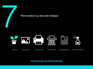 Personalice su área de trabajo
Herramientas de Productividad
Planta Fotografía Impresora Etiquetadora
7
Trituradora Desinfectante
 