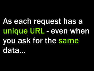 As each request has a
unique URL - even when
you ask for the same
data...
 
