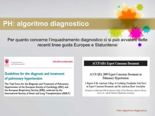 PH: algoritmo diagnostico Per quanto concerne l’inquadramento diagnostico ci si può avvalere delle recenti linee guida Europee e Statunitensi 
