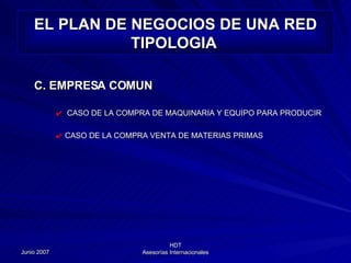 EL PLAN DE NEGOCIOS DE UNA RED TIPOLOGIA   C. EMPRESA COMUN CASO DE LA COMPRA DE MAQUINARIA Y EQUIPO PARA PRODUCIR  CASO DE LA COMPRA VENTA DE MATERIAS PRIMAS 