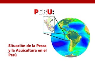 PERU: 
86 84 82 80 78 76 74 72 70 
2 
4 
6 
10 
12 
16 
18 
2 
PERU 
Tumbes IMARPE Coast laboratory 
4 
6 
8 
10 
12 
14 
16 
86 84 82 80 78 76 74 72 70 
8 
14 
18 
Huacho 
Callao 
Pisco 
Paita 
San Jose 
Chicama 
Chimbote 
San Juan 
Atico 
Ilo 
Situación de la Pesca 
y la Acuicultura en el 
Perú 
 