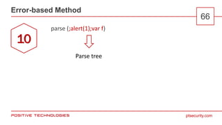 ptsecurity.com
Error-based Method
66
parse (;alert(1);var f)
10
Parse tree
 