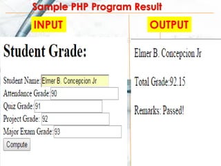 Save this file as
compute.php
INPUT OUTPUT
 