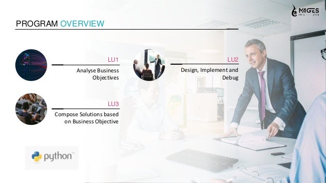 PROGRAM OVERVIEW
LU1
Analyse Business
Objectives
LU2
Design, Implement and
Debug
LU3
Compose Solutions based
on Business Objective
 