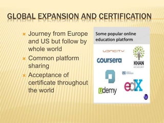 GLOBAL EXPANSION AND CERTIFICATION
 Journey from Europe
and US but follow by
whole world
 Common platform
sharing
 Acceptance of
certificate throughout
the world
 