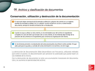 Archivo y clasificación de documentos06
Conservación, utilización y destrucción de la documentación
13
 
