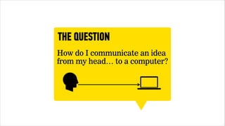 THE QUESTION 
How do I communicate an idea 
from my head… to a computer? 
 