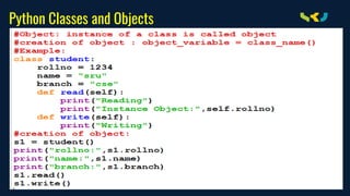 Python Classes and Objects
 