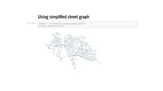 Using simpli ed street graph
In [49]: simple = ox.simplify_graph(street_graph) 
ox.plot_graph(simple); 
 