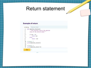 Return statement
 