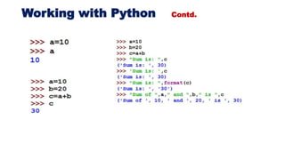 Working with Python Contd.
 