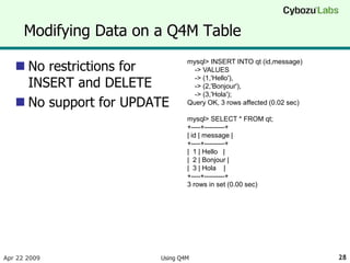 Using Q4M - a message queue storage engine for MySQL