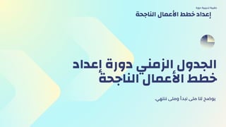 ‫إعداد‬ ‫دورة‬ ‫الزمني‬ ‫الجدول‬
‫الناجحة‬ ‫األعمال‬ ‫خطط‬
.‫ننتهي‬ ‫ومتى‬ ‫نبدأ‬ ‫متى‬ ‫لنا‬ ‫يوضح‬
‫دورة‬ ‫تدريبية‬ ‫حقيبة‬
‫الناجحة‬ ‫األعمال‬ ‫خطط‬ ‫إعداد‬
 
