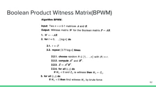 Boolean Product Witness Matrix(BPWM)
62
 