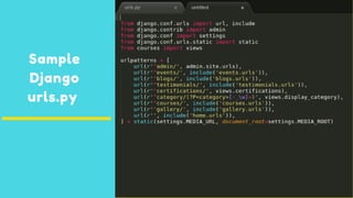 Sample
Django
urls.py
 